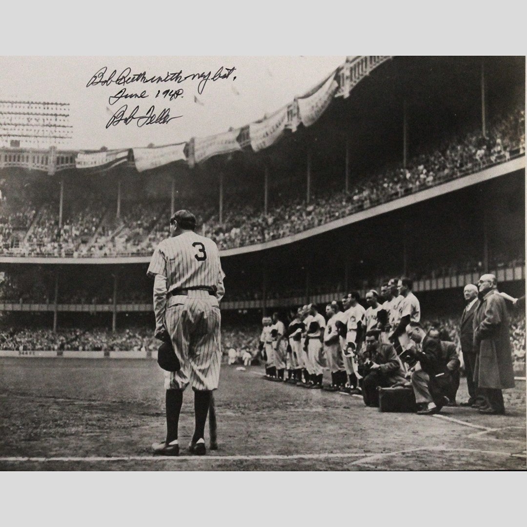 Photo Signed Babe Ruth with My Bat June 1948 Bob Feller (1 of 6)