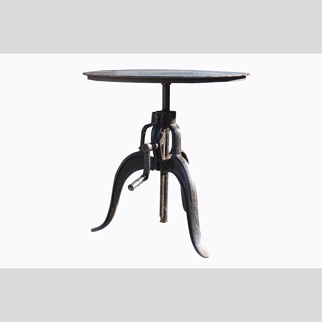 Industrial Era Iron Base Adjustable Stand, Round Top (1 of 5)