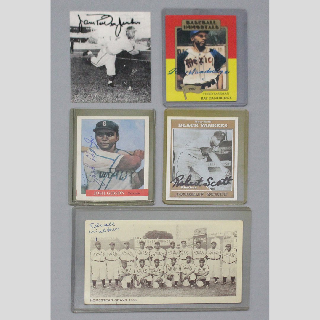 Five [5] Cards Signed by Negro League Stars: 5 cards signed by Negro League Stars: Ray Dandridge (Hall of Fame), Josh Gibson Jr., James Jenkins, Robert Scott, Edsale Walker [The wild man of the Catskills].