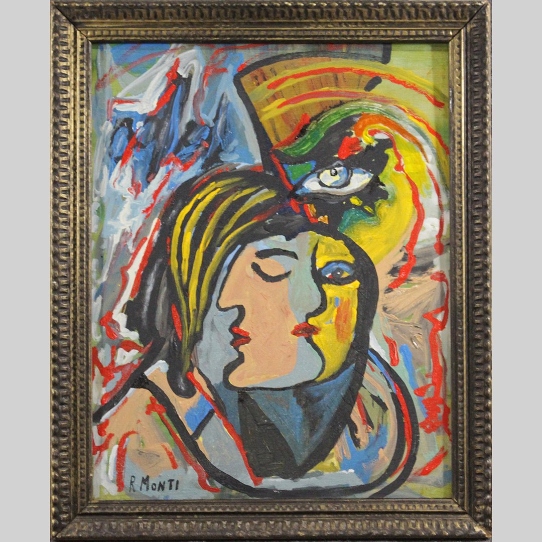 R. Monti, Mid-Century Two Faced Abstract Painting (1 of 7)
