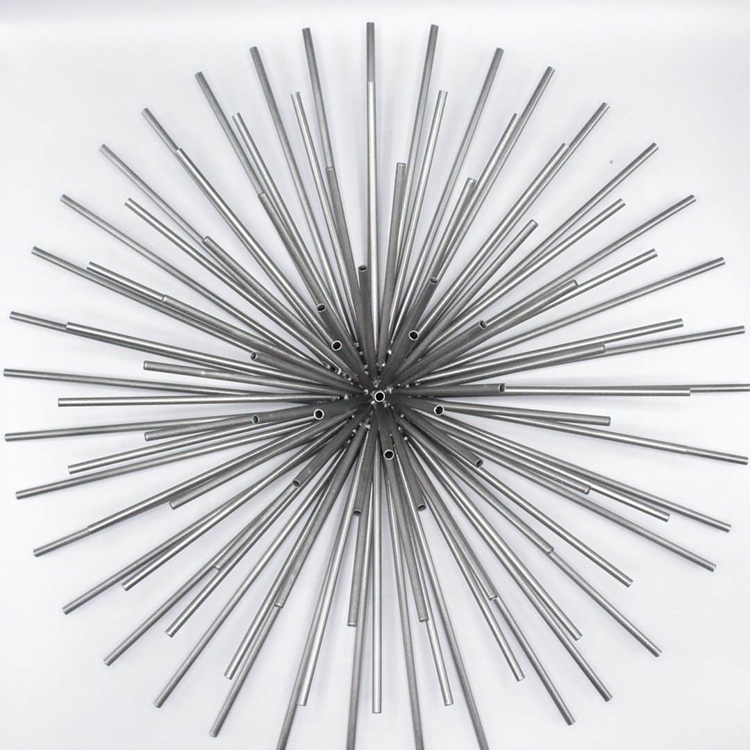Mid-Century Metal Wall Sculpture Round Starburst Spray: Mid-Century Metal Wall Sculpture Round Starburst Spray. Size: 5 x 24 inches