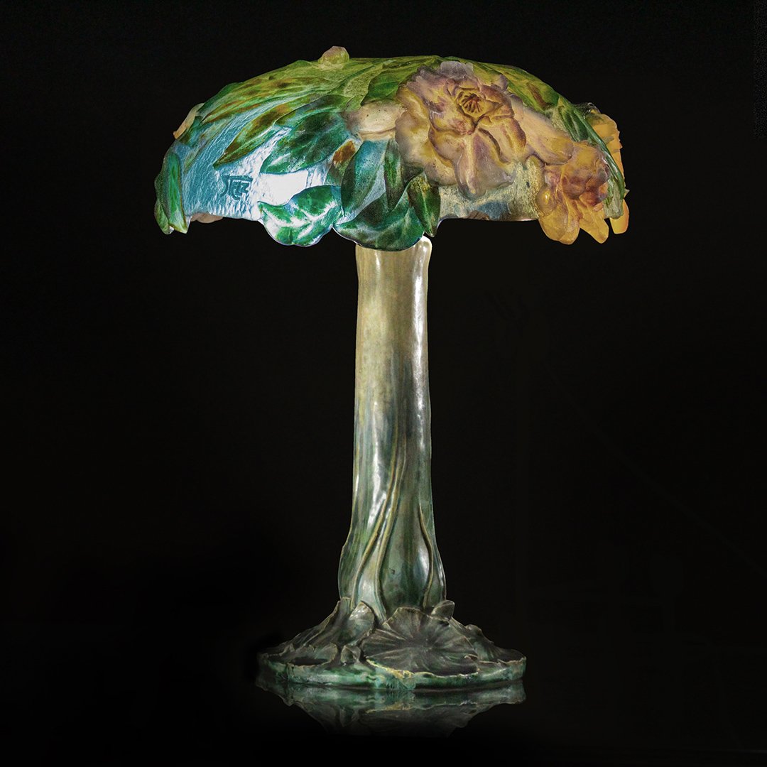 Steven Stelz Pate De Verre Art Glass Shade Lamp (1 of 17)
