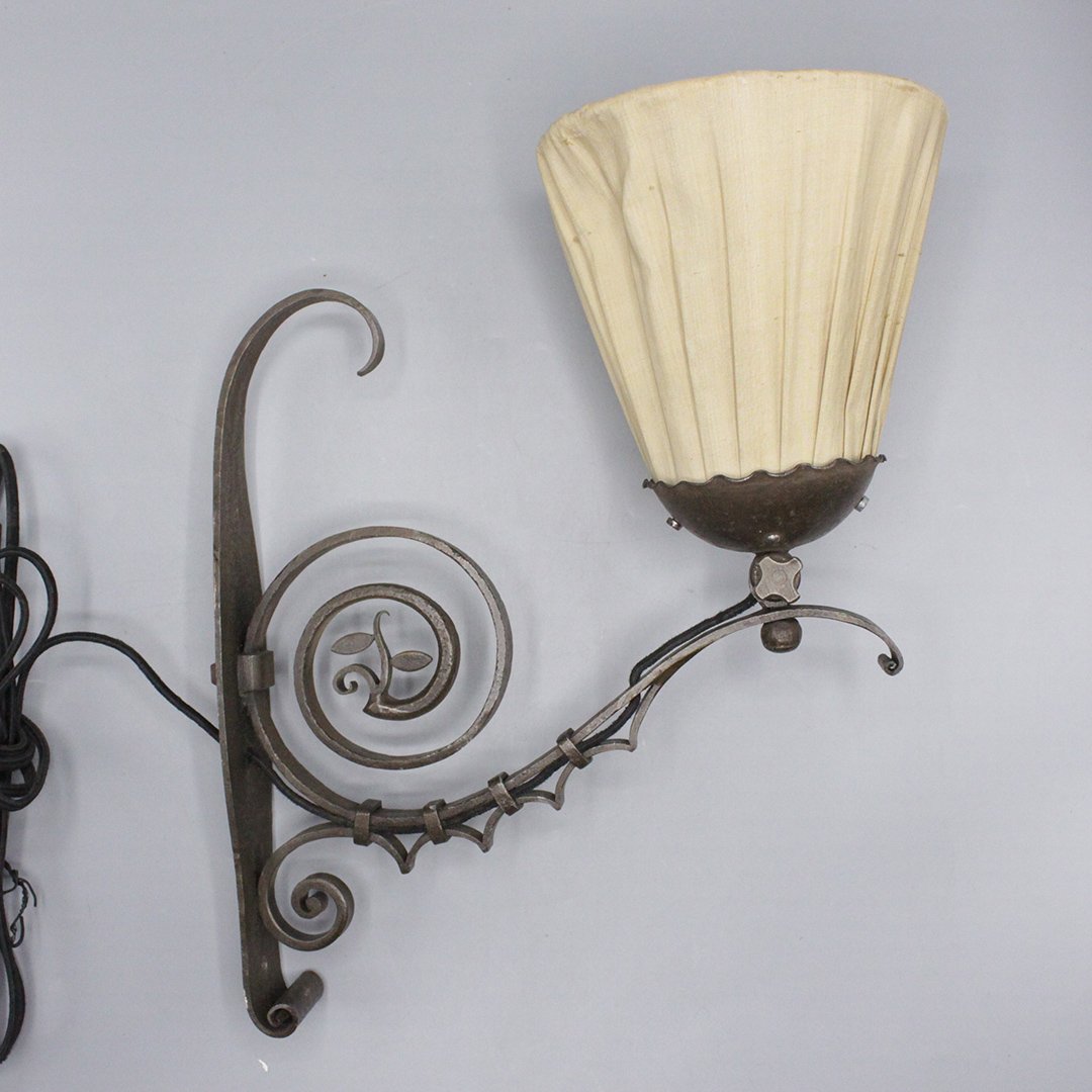 Arts & Crafts Wrought Iron Wall Sconce with Shade (1 of 6)