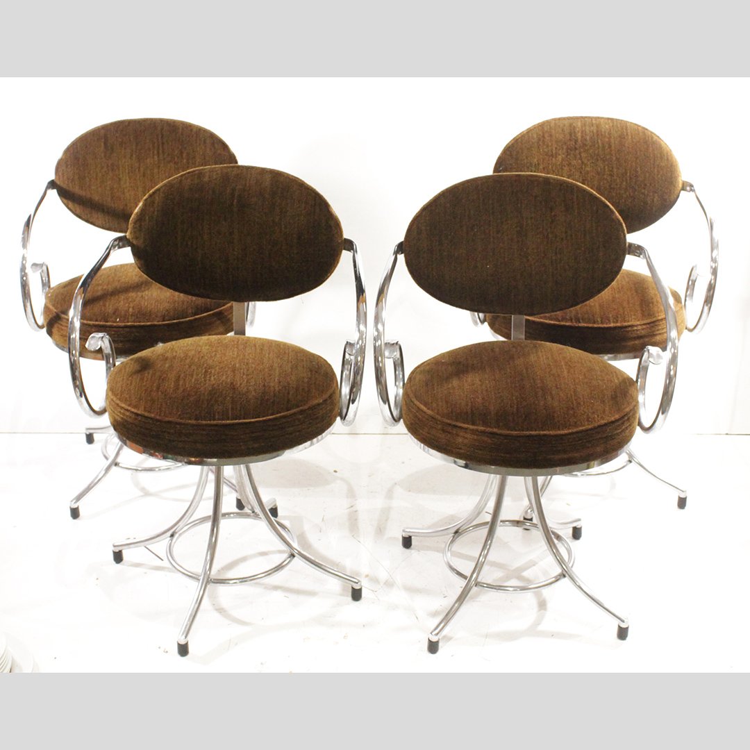 Four [4] Thonet Style Tubular Chrome Curly Sides Chairs (1 of 10)