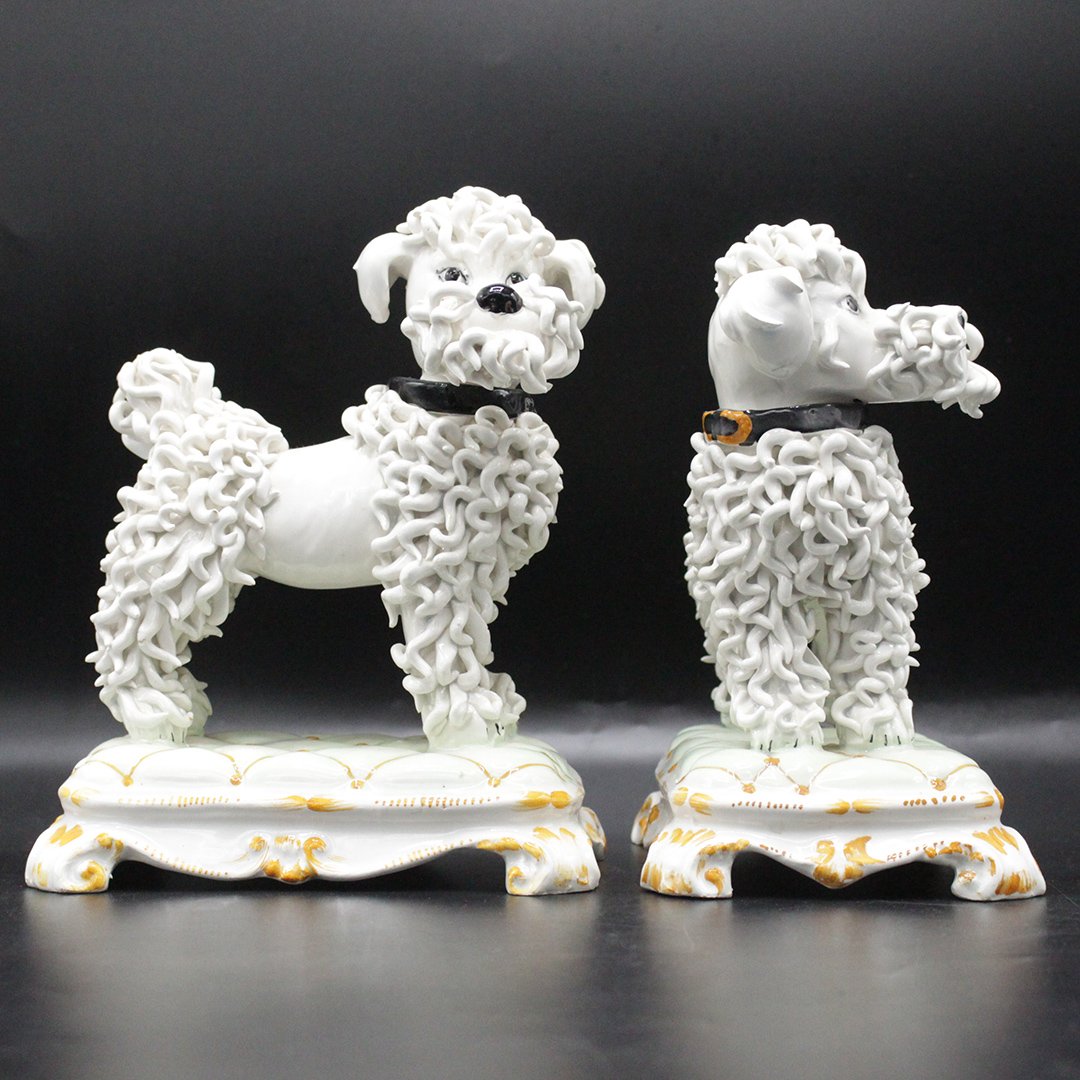 Two [2] Italian Porcelain Poodle Figures - Italy (1 of 9)