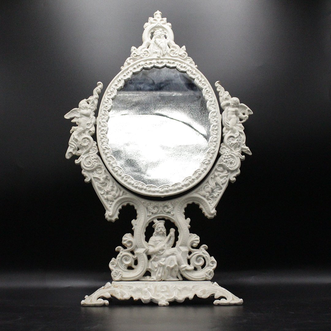 Ornate Victiorian Cast Iron Swivel Dresser Top Mirror (1 of 8)