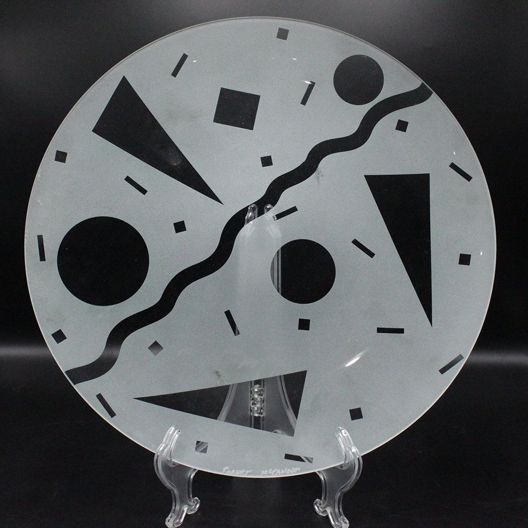 Robert McCanow Signed Mid-Century Geometric Glass Dish (1 of 6)