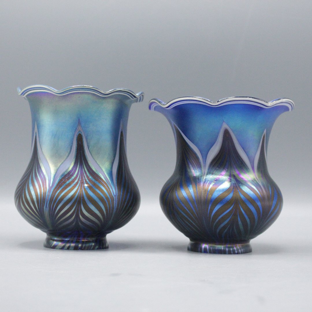 Two Assorted Blue Art Glass Pull Feather Lamp Shades (1 of 9)