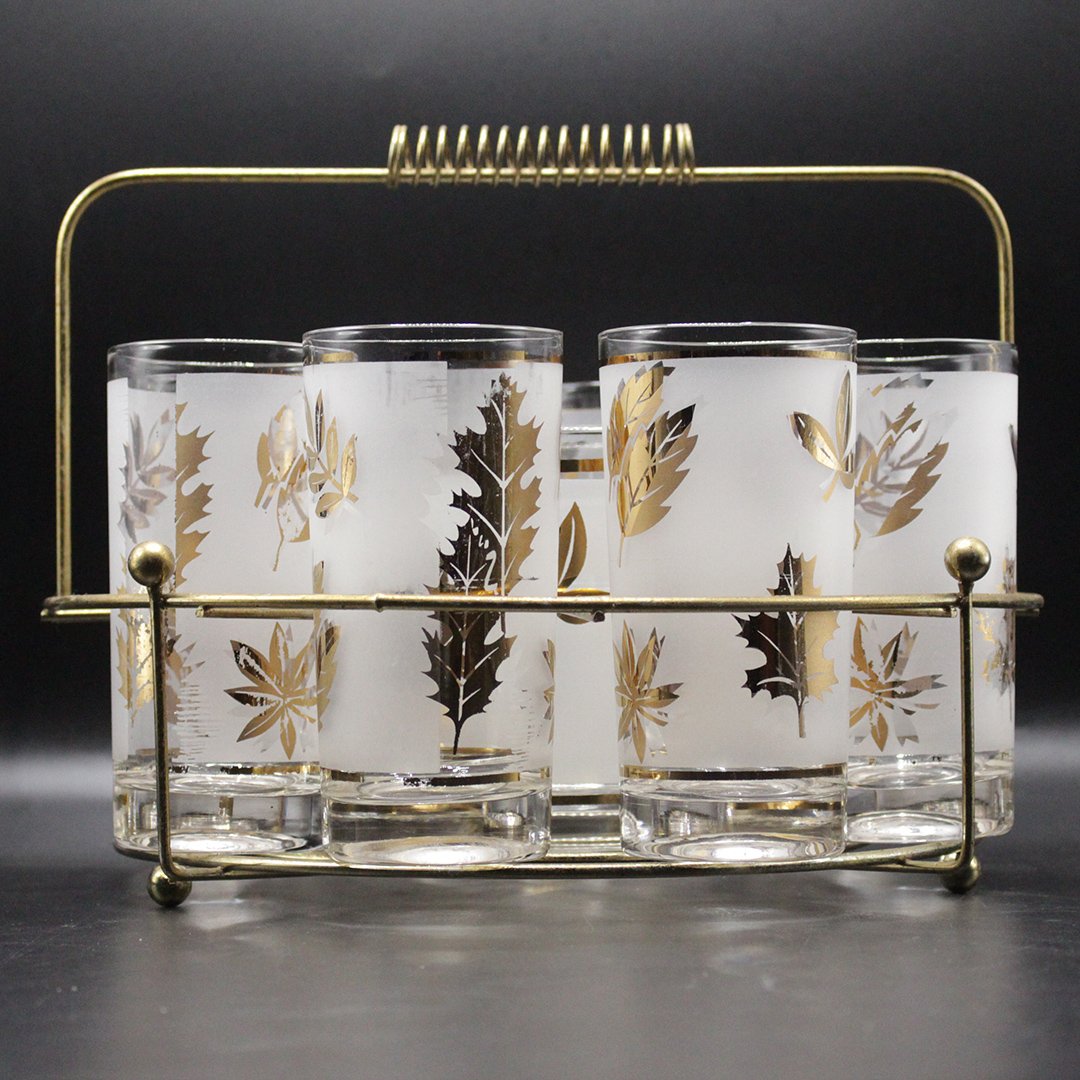 Mid-Century Modern 8 Drinking Glasses Ice Bucket Holder (1 of 10)