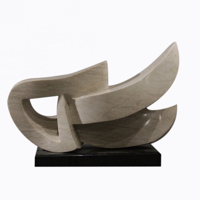 Large Modern Brutalist White Marble Sculpture Abstract (1 of 6)