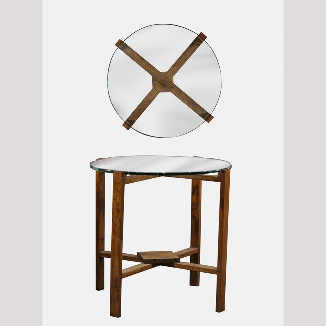 Mission Oak - Arts & Crafts Round Glass Top Stand (1 of 7)