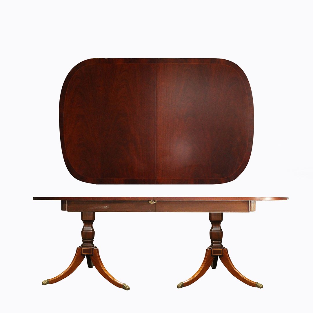 C. 1930 Formal Mahogany Double Pedestal Dining Table (1 of 8)