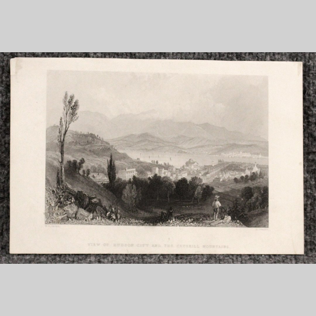 19th C. Engraving View of Hudson City & Catskill Mtns (1 of 6)
