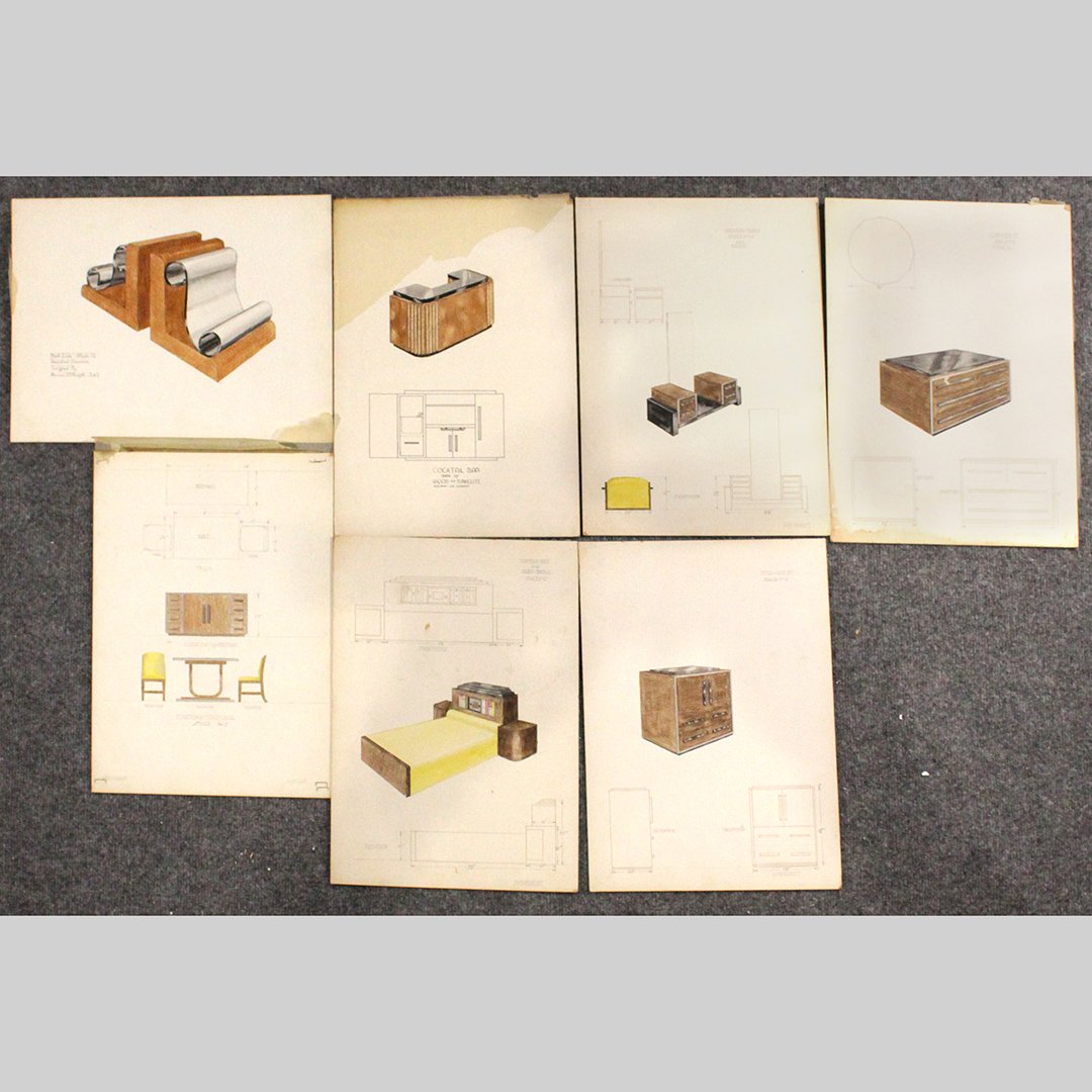 Seven Norman McNight Mid-Century Renderings Furniture (1 of 8)