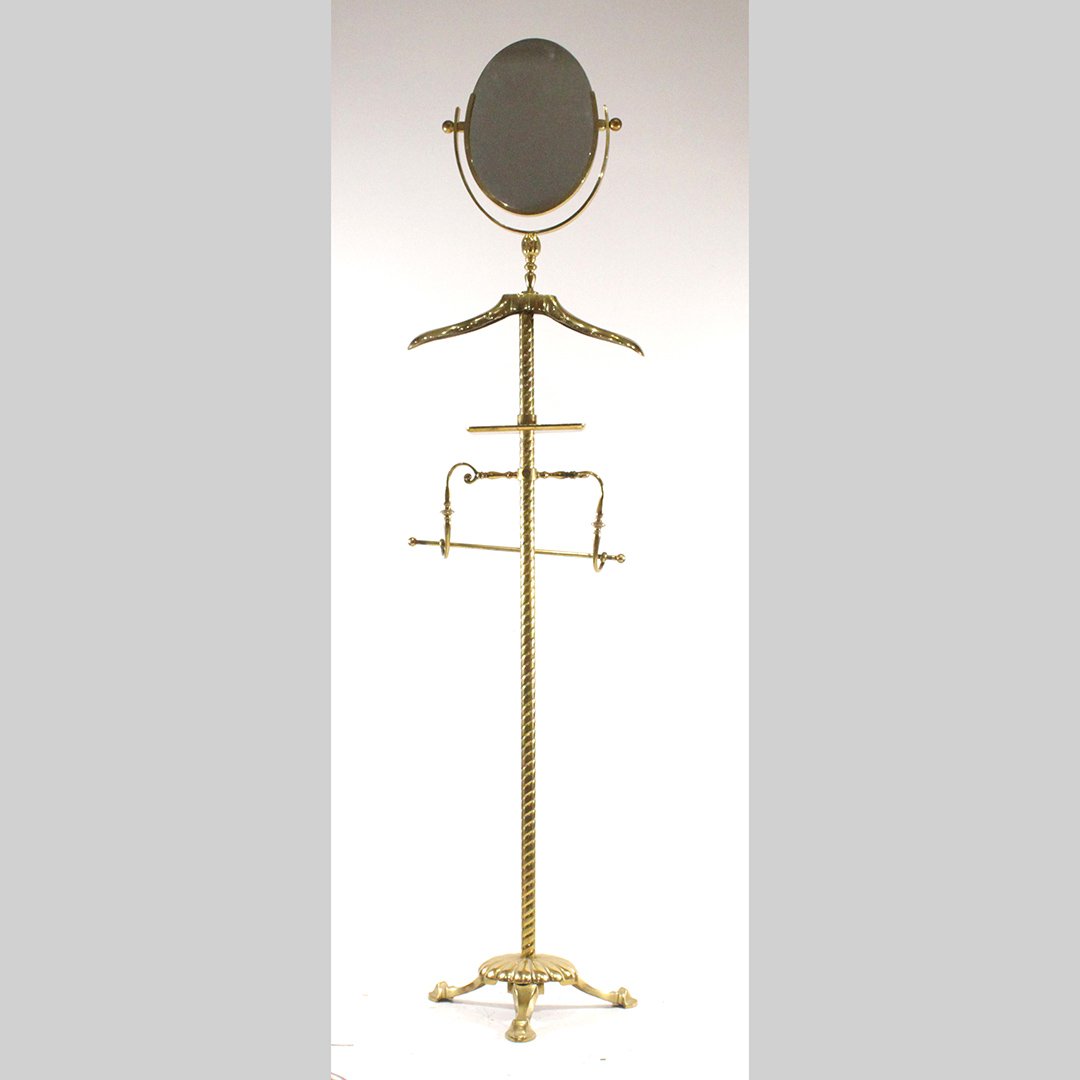 Brass Full Standing Clothes Butler Make Up Mirror Top (1 of 5)
