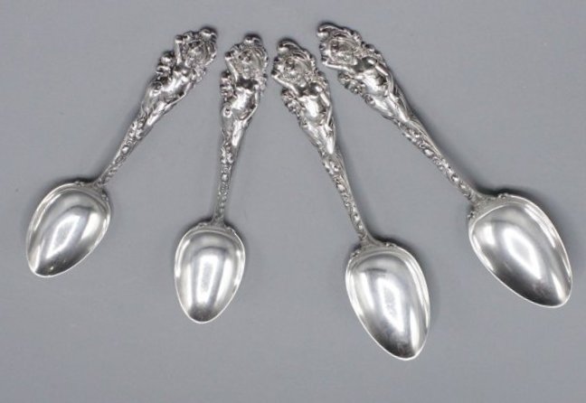 Four [4] STERLING "Love Disarmed" Reed & Barton Spoons (1 of 9)
