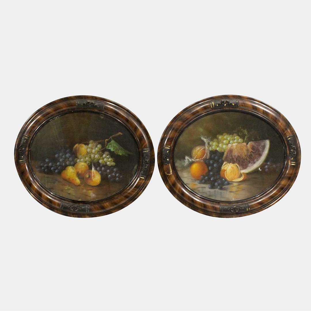 Pair Antique Fruit Still Life Pastel Drawings (1 of 7)