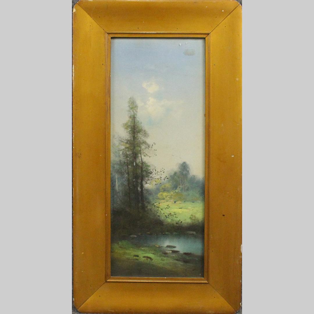 Circa 1910 Pastel Adirondacks Landscape with Pond (1 of 5)