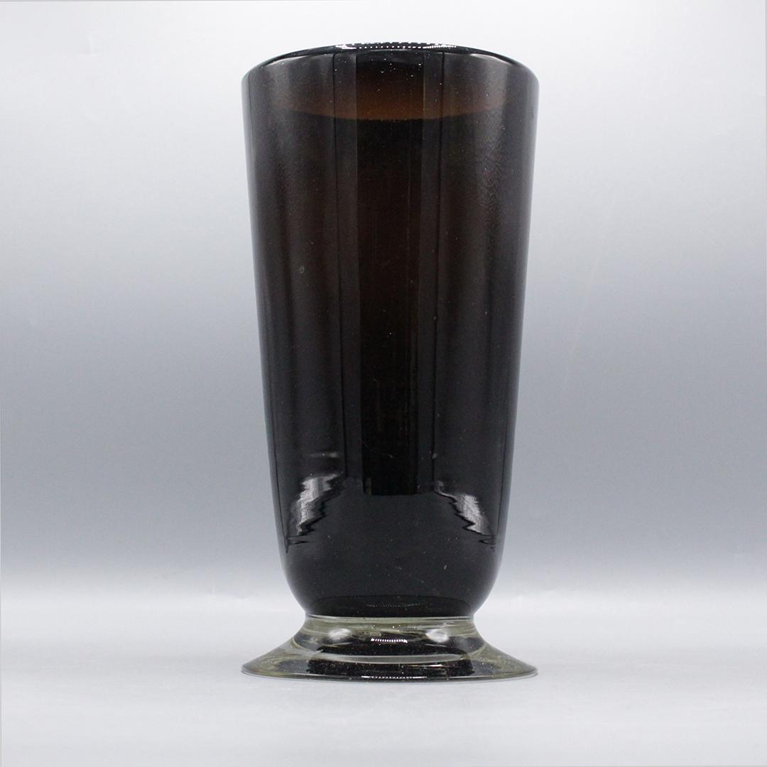 Mid-Century Modern Deep Smoke Glass Vase Clear Base (1 of 6)