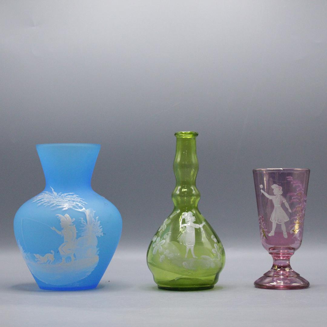 Three [3] Assorted Mary Gregory Glass Vases (1 of 4)