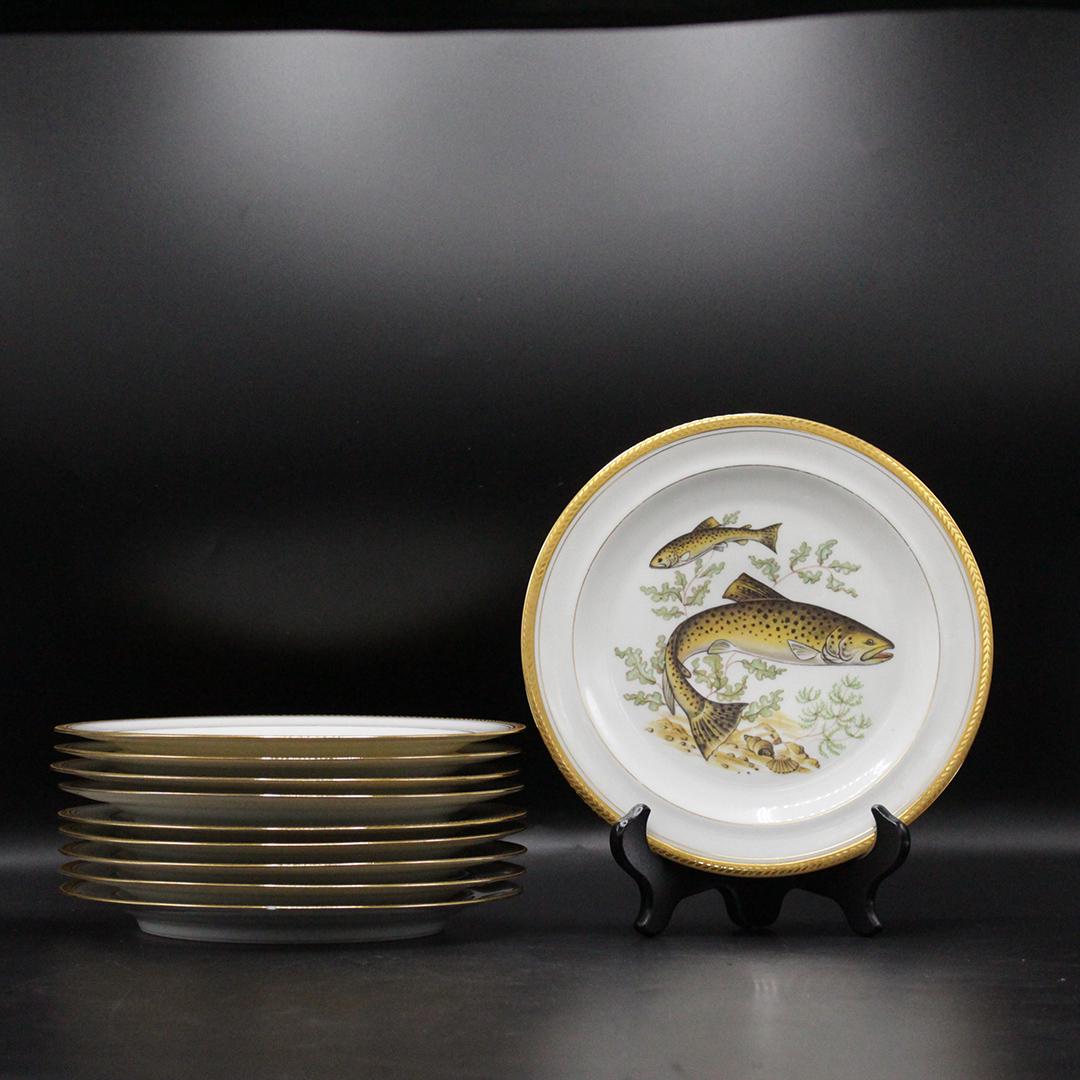 Set 10 Porcelain FISH PLATES Chastagner  Limoges France (1 of 11)