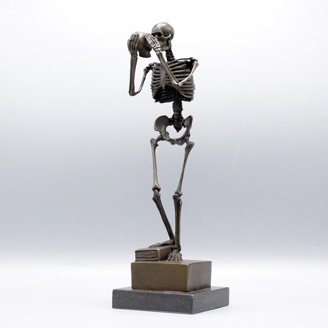 Carl Kauba, Bronze Standing Skeleton Holding Skull (1 of 10)