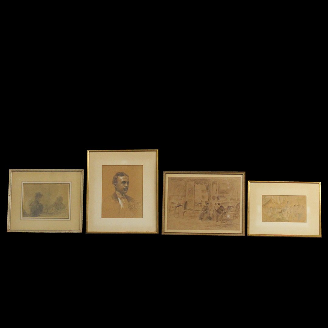 George De Mare,  Four [4] 19th C. Drawings, Sketches (1 of 13)
