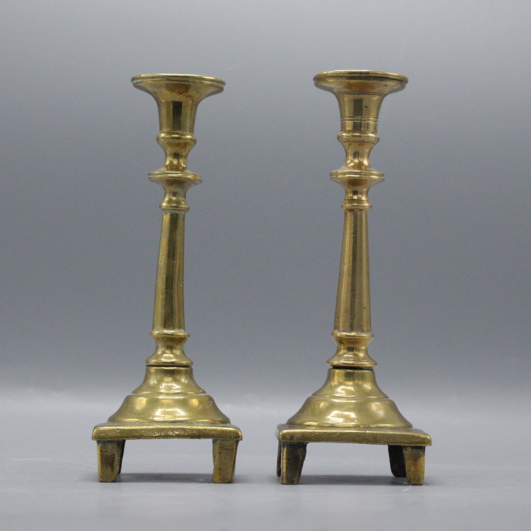 Pair English Brass Candlesticks Classical (1 of 6)