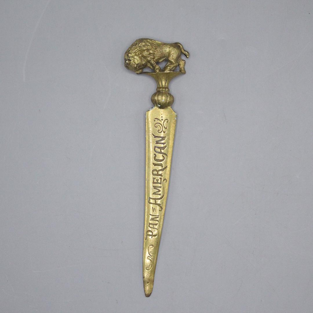 Pan American 1901 Brass Letter Holder Lion Top (1 of 6)