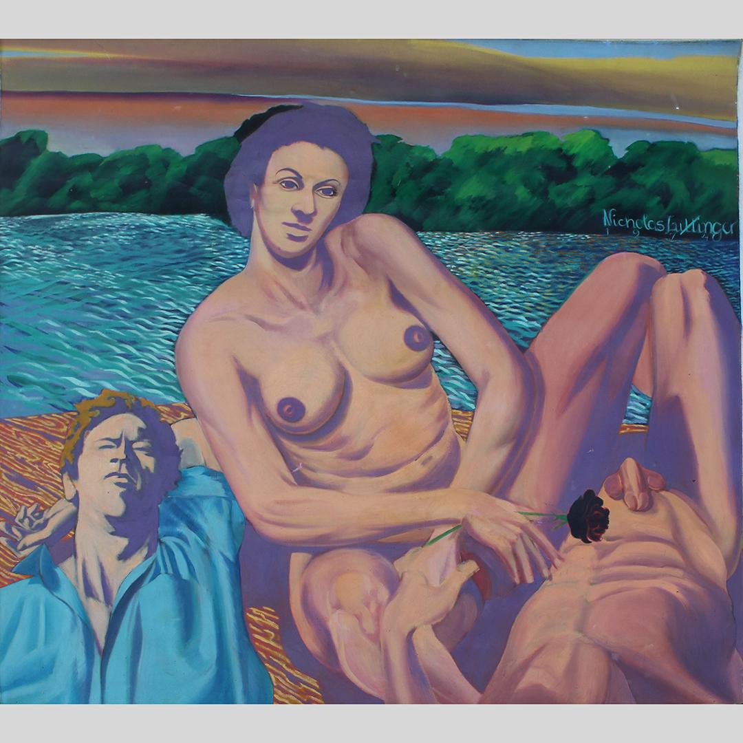 Nicholas Luttinger, Large Oil/c Nudes At Beach 1974 (1 of 14)
