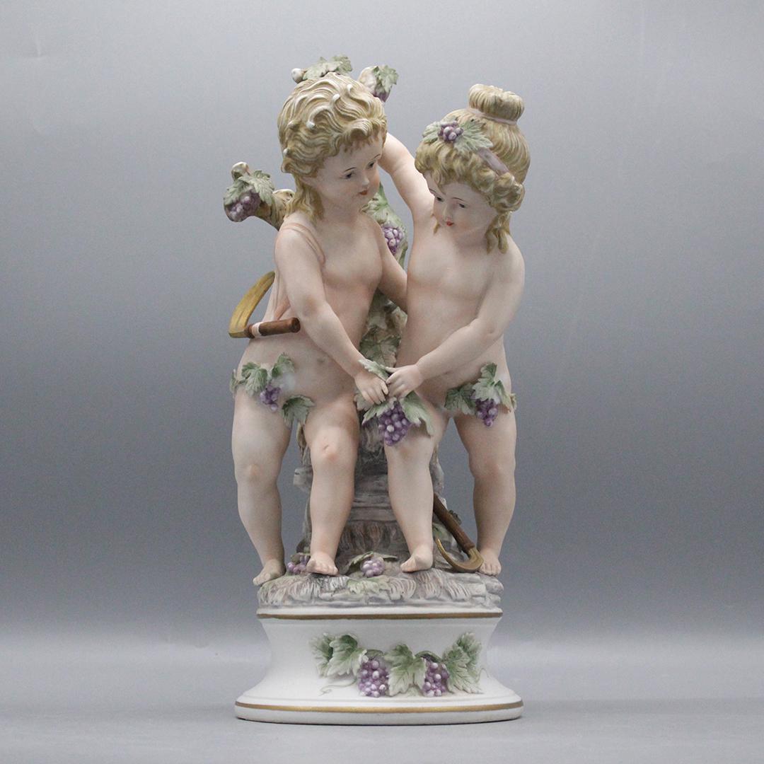 Capodimonte Bisque Porcelain Grouping Two Children (1 of 10)