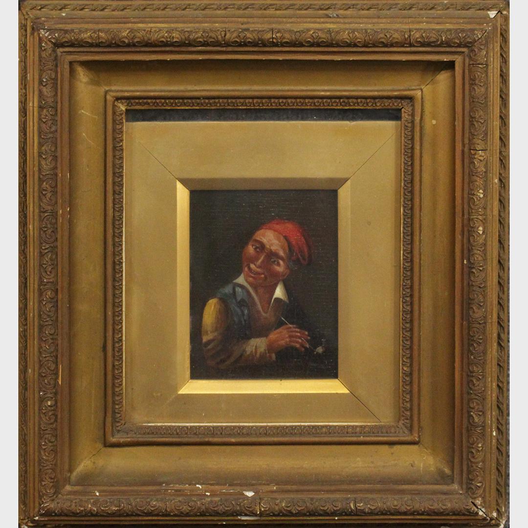 18th C Oil Painting Portrait Man Holding a Pipe (1 of 4)