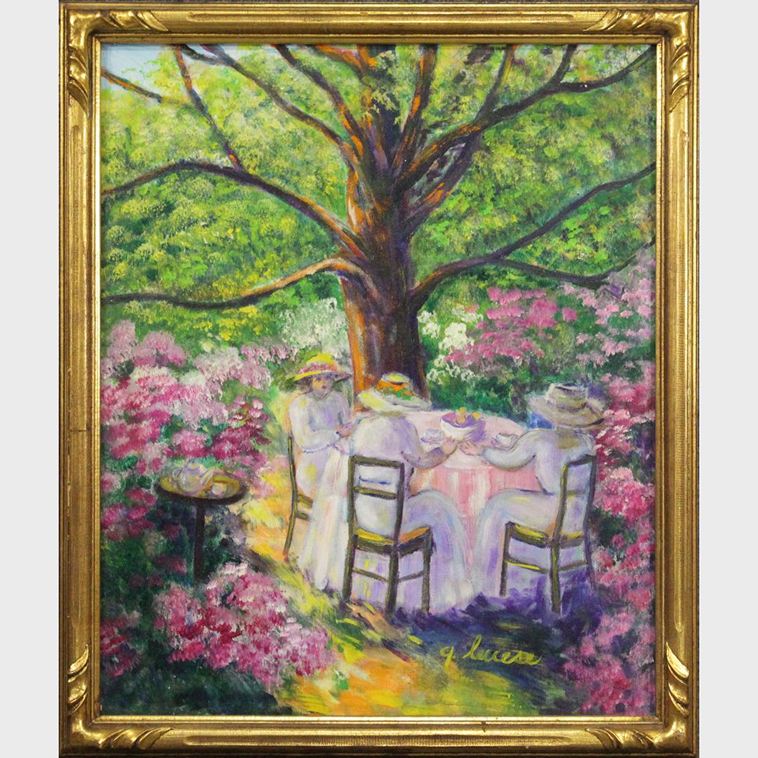 G Lucese, 20th C French School Oil/c "The Ladies Tea" (1 of 10)
