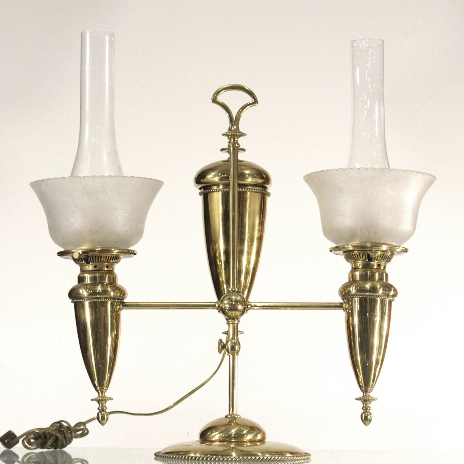 Antique Brass Double Shade Student Lamp Electrified (1 of 11)