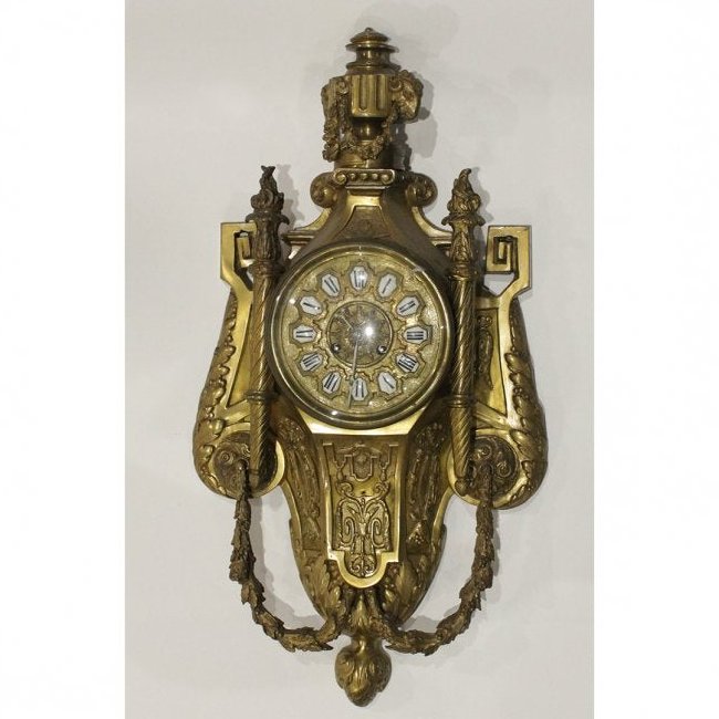 Antique Ornate Bronze French Cartel Wall Clock (1 of 8)