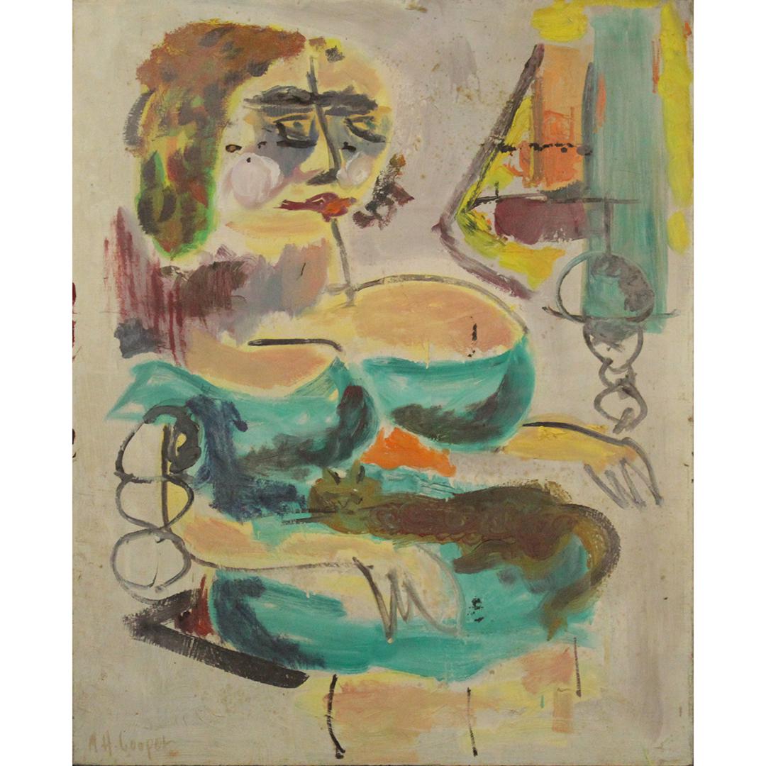M H COOPER,  Mid-Century Modern Oil/c Seated Woman (1 of 7)