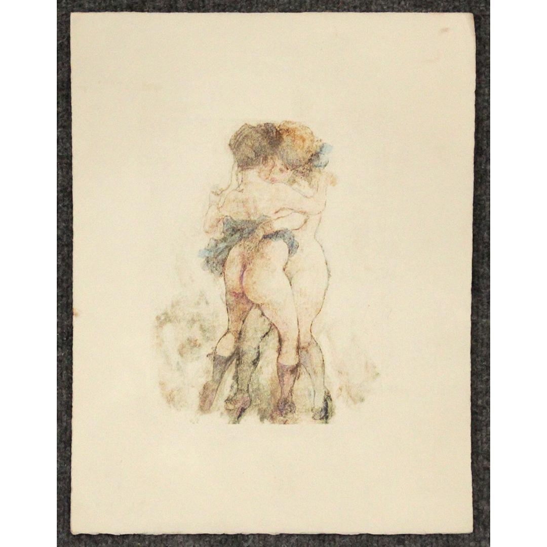 George Grosz, Color Lithograph 2 Nude Girls Embracing: George Grosz, Color Lithograph 2 Nude Girls Embracing. Vintage, unframed, not signed. Size: 13 x 10 inches. ASKart: George Ehrenfried Grosz (1891/93 - 1959)George Ehrenfried Grosz was active/lived in 