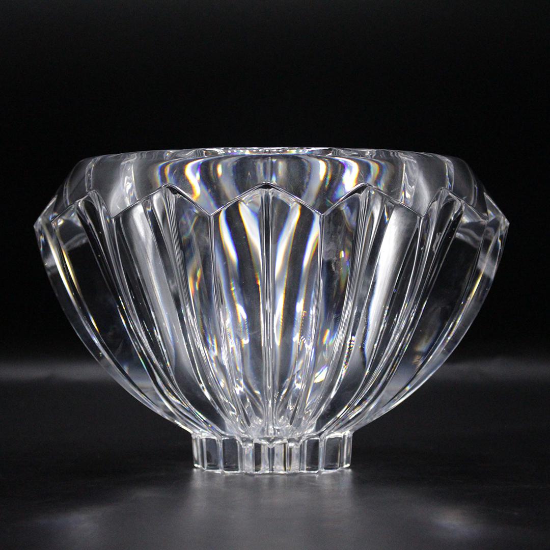 Orrefors Sweden, Signed & Numbered, Heavy Glass Bowl: Orrefors Sweden, Signed & Numbered, Heavy Glass Bowl. Signed on base and also has original label. Size: 6.5 x 10 inches
