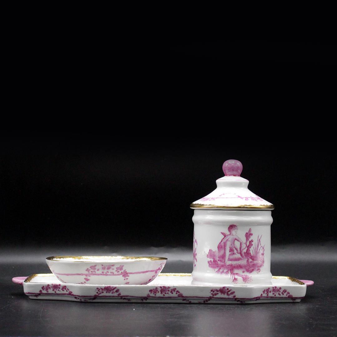 3 Pc. 20th C. Porcelain Tray, Dish and Covered Jar Set (1 of 14)