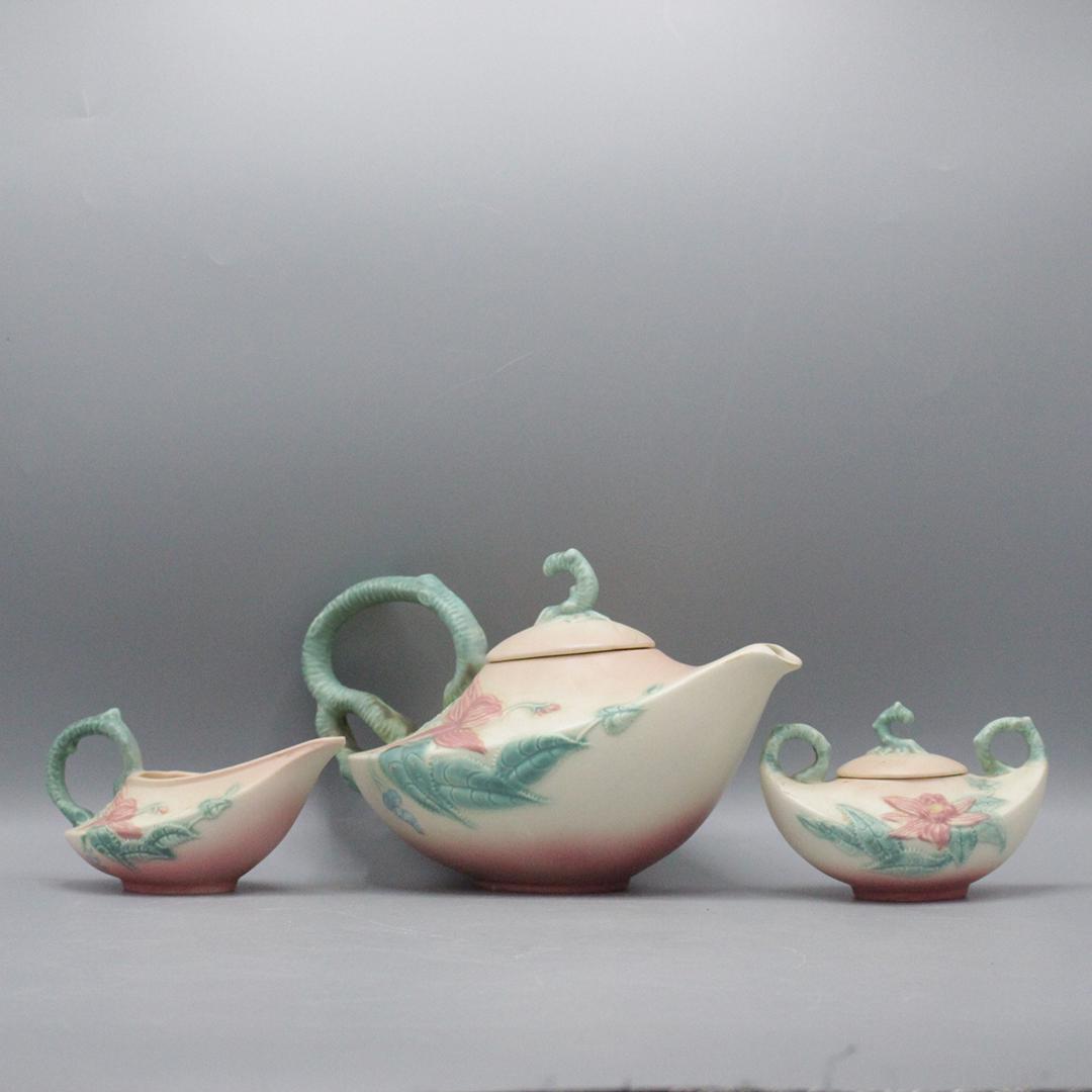 3 Pc. Hull Pottery Teapot with Matching Sugar & Creamer (1 of 15)