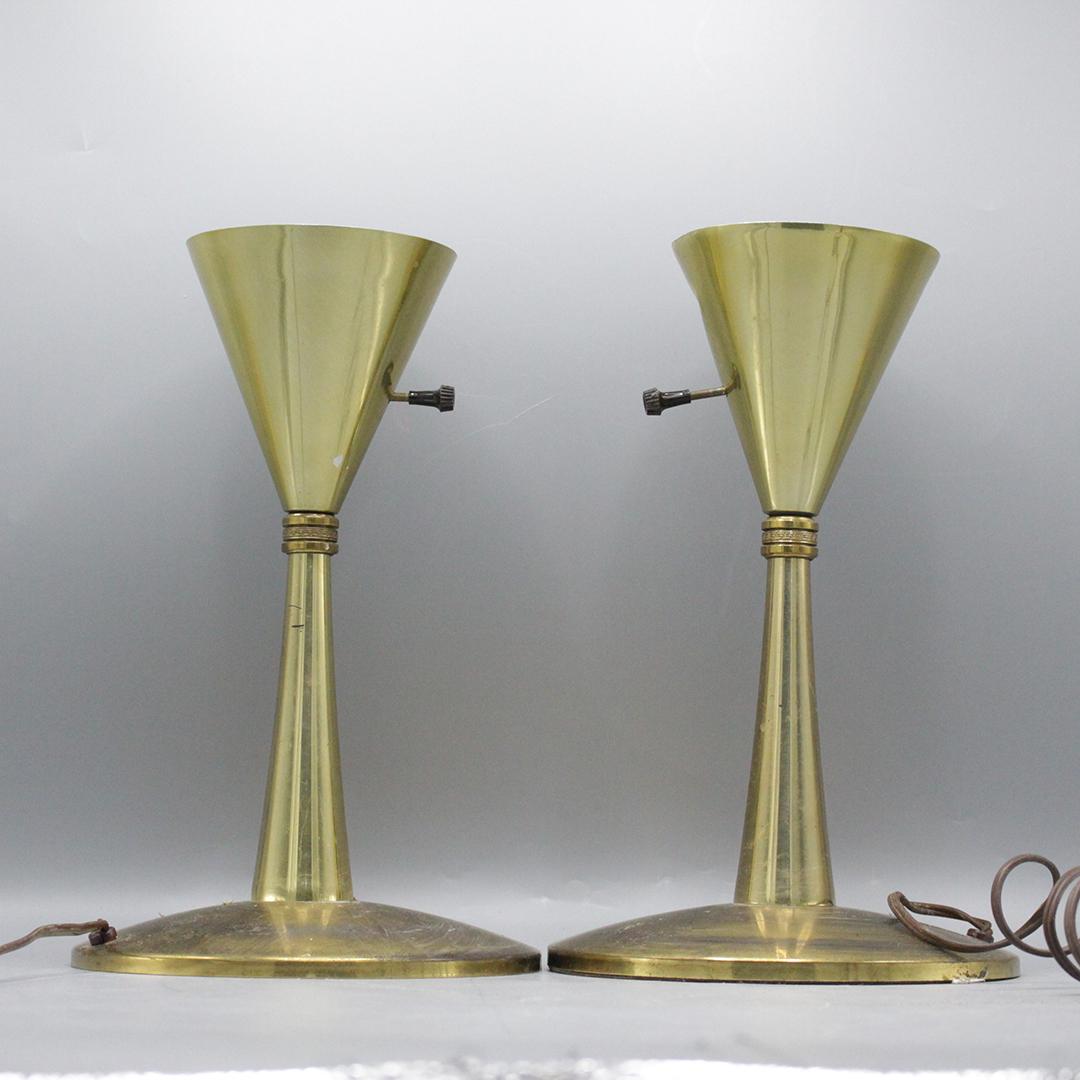 Two [2] Mid-Century Modern Metal Table Top Lamps (1 of 7)