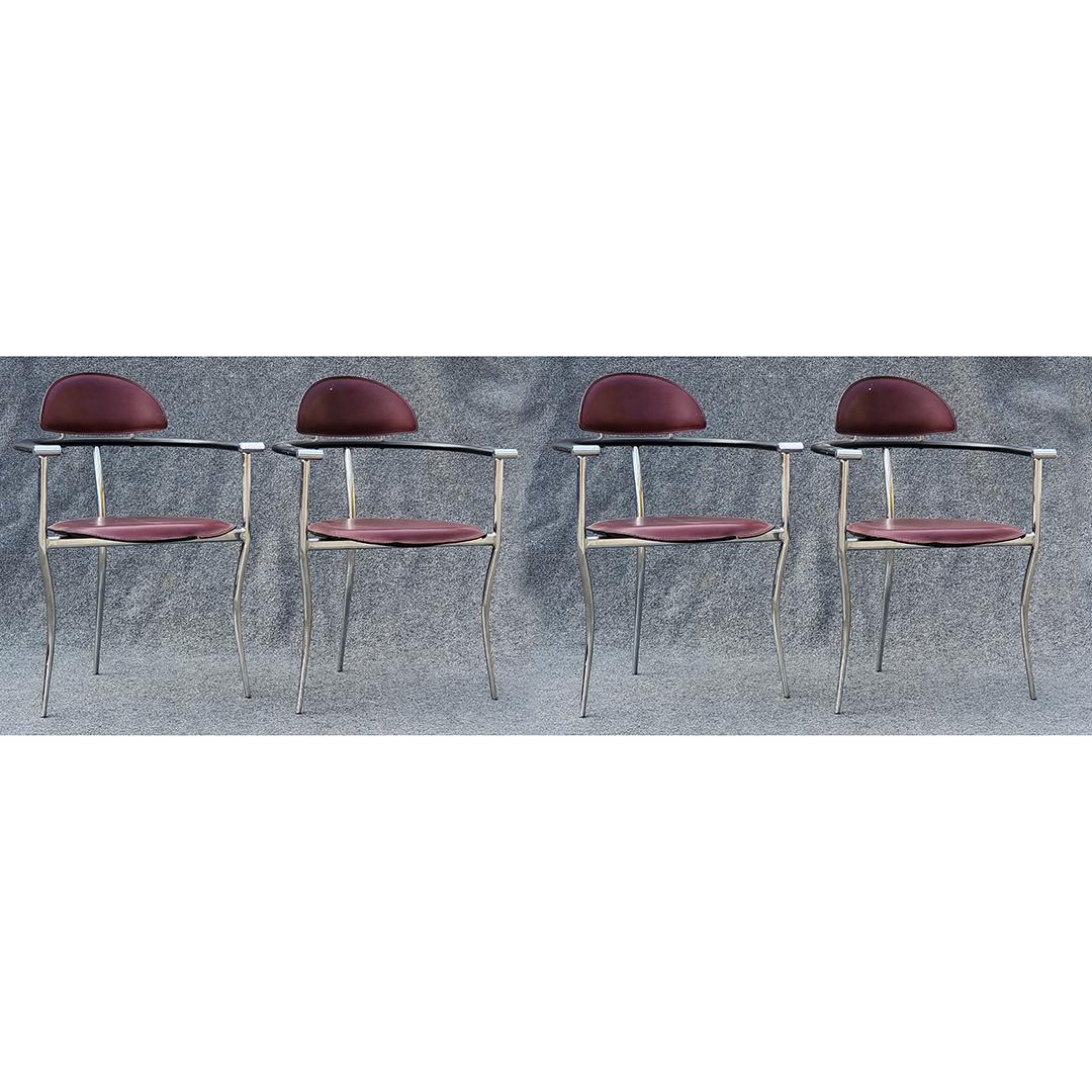 Four ARRBEN ITALY Modern Design Leather & Chrome Chairs (1 of 6)
