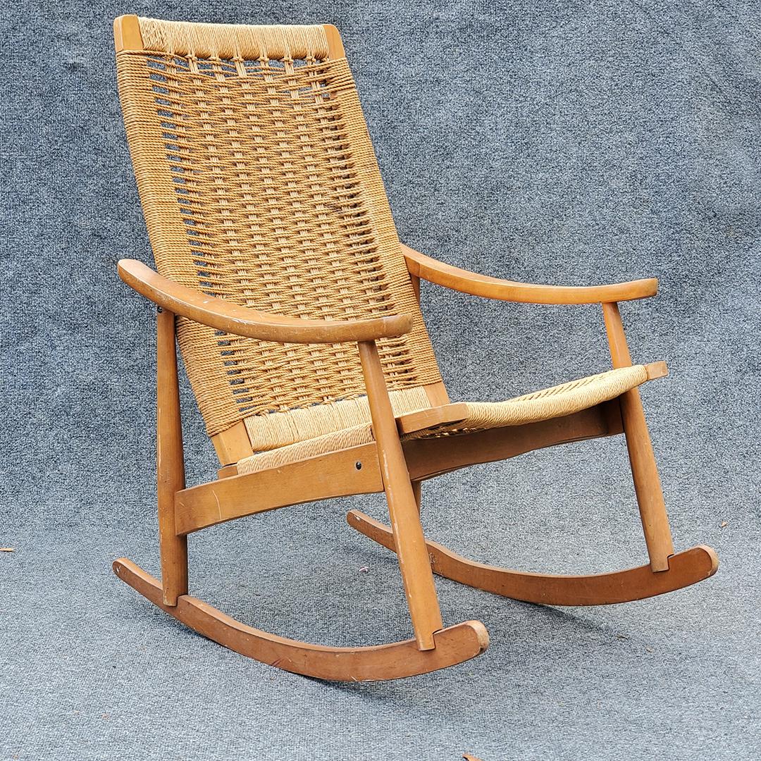 HANS WEGNER DESIGN ROCKER Woven Rope Back & Seat (1 of 6)