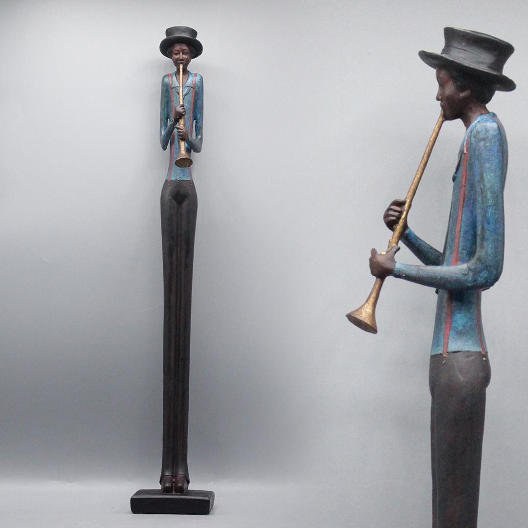 Tall Slender New Orleans Jazz Musician Playing Horn (1 of 7)