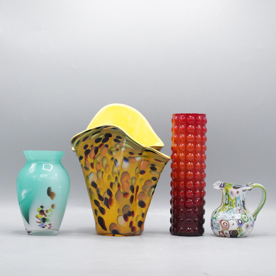 Four [4] Assorted Mid Century Art Glass Vases & Pitcher (1 of 10)