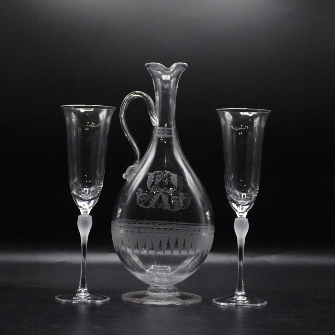 HOYA 3 Pc Crystal Glass Decanter and Stemware Glass Set (1 of 11)