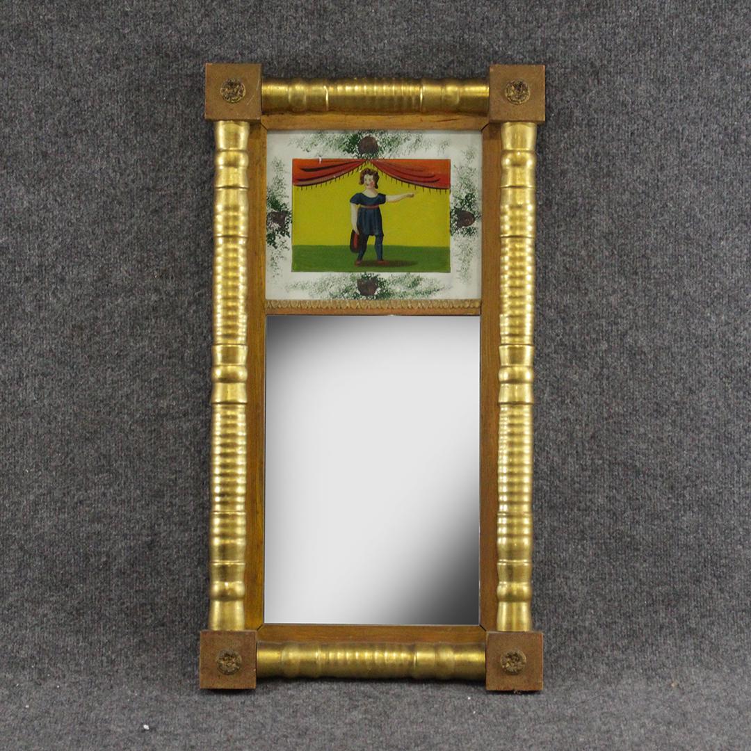 Early American Wall Mirror in Lemon Gold, Girl Panel (1 of 5)