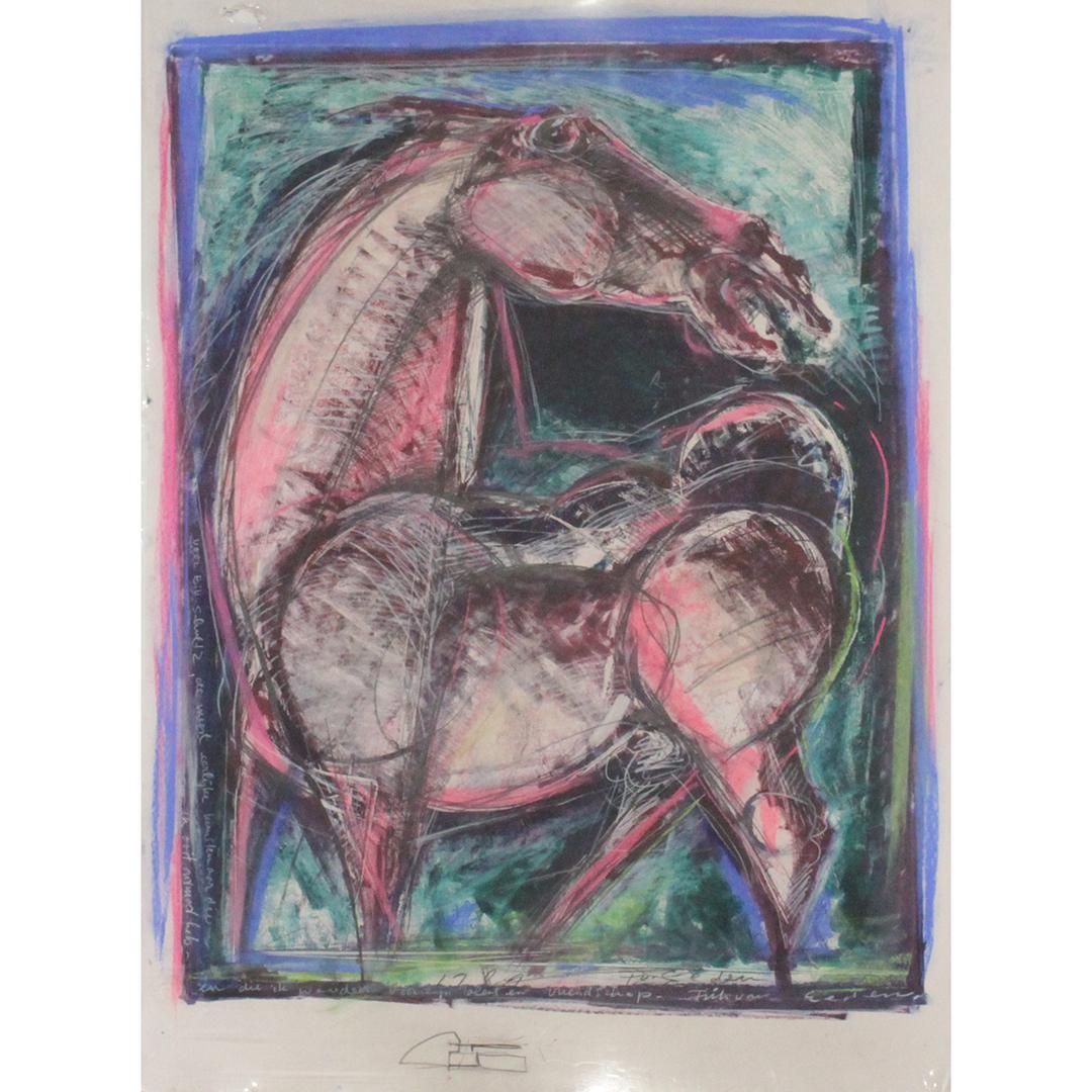 Frits Van Edden, Netherlands Artist, Mid-Century Horse: Frits Van Edden, Netherlands Artist, Mid-Century Horse. Modernism Pastel, Signed. Well listed Artist. Size: 49 x 34. ASKart: Frits Van Eeden (born 1944)Frits Van Eeden is active/lives in Netherlands. 