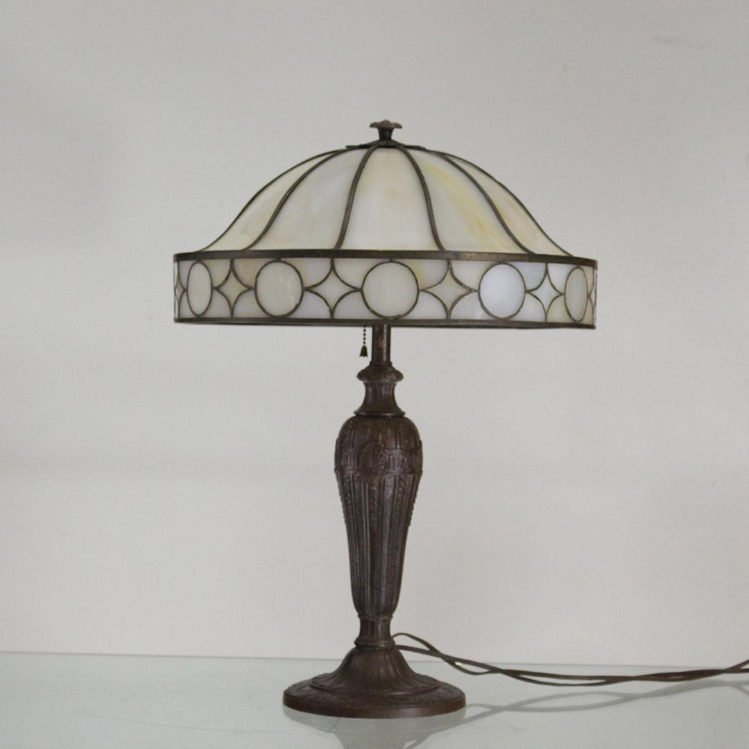 Quality Antique Stain Glass Table Lamp Base Marked A&B (1 of 12)