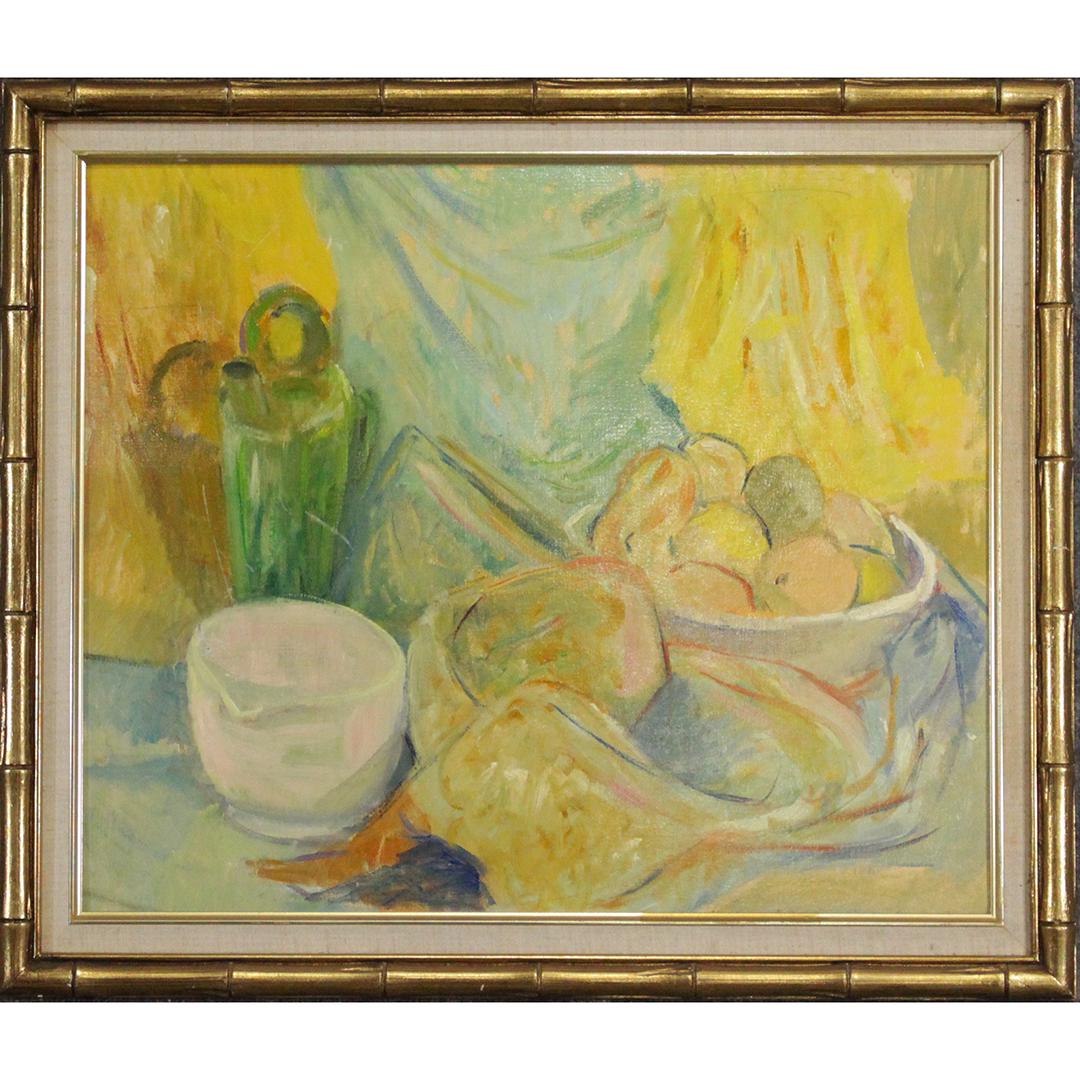 Mid-Century Modern Still Life Bowl Fruit Oil Painting (1 of 7)